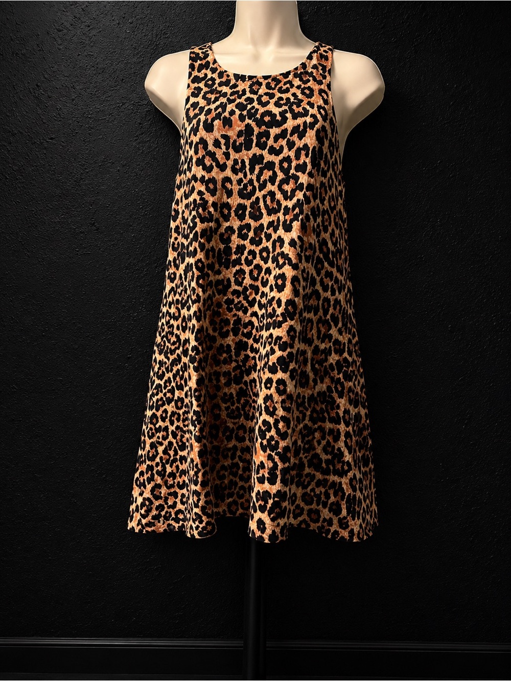 Blue Rain Leopard Print Sleeveless A-Line Dress - Brown/Black